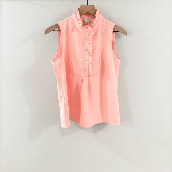 NWT J. Crew Ruffle Trim Crepe Blouse Pink Size 0 - Picture 3 of 7